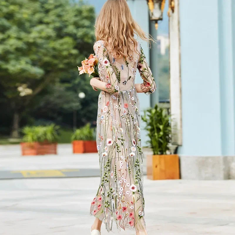 Damen Partykleid 2025 - Elegant Party Dress Bohemian Summer Seaside Resort Beach Long Skirt