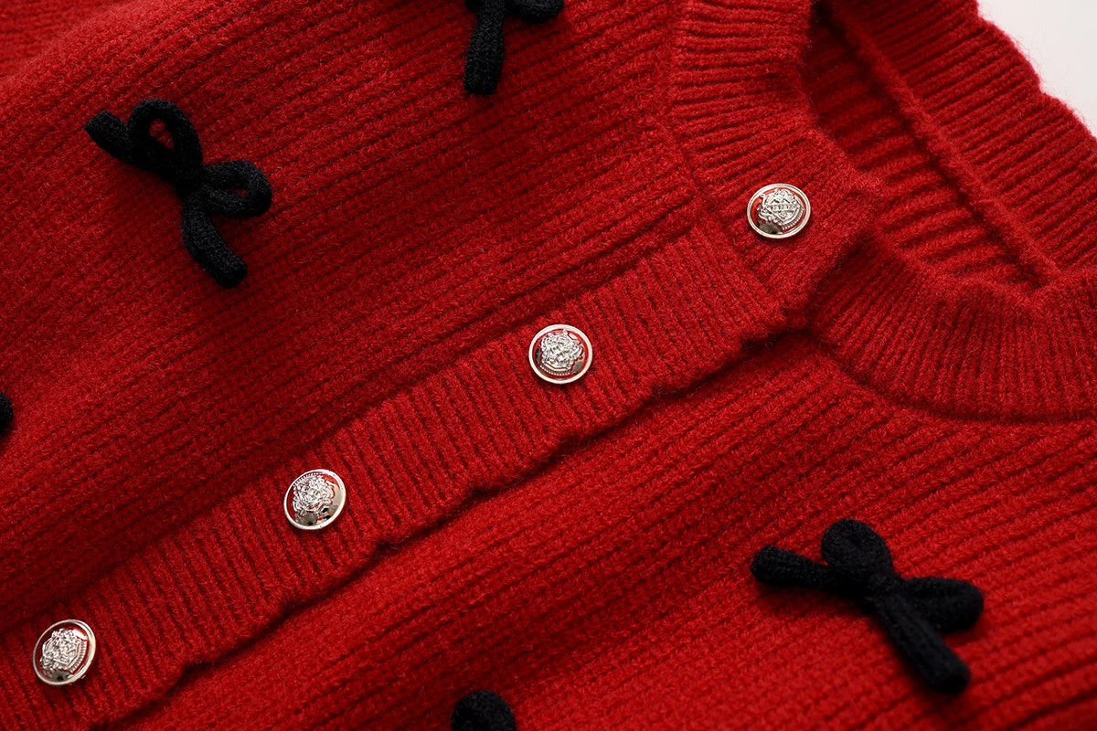 V-TREECN Roter Strickcardigan - Gr 3-6Y Polyester O-Kragen