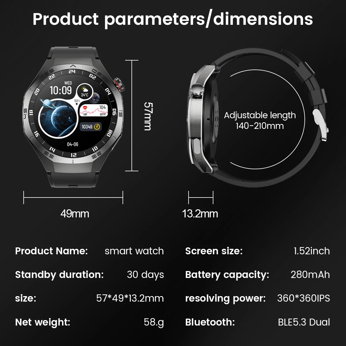 Huawei GT5 Pro AMOLED Display - 1.52 Zoll GPS IP68 Puls