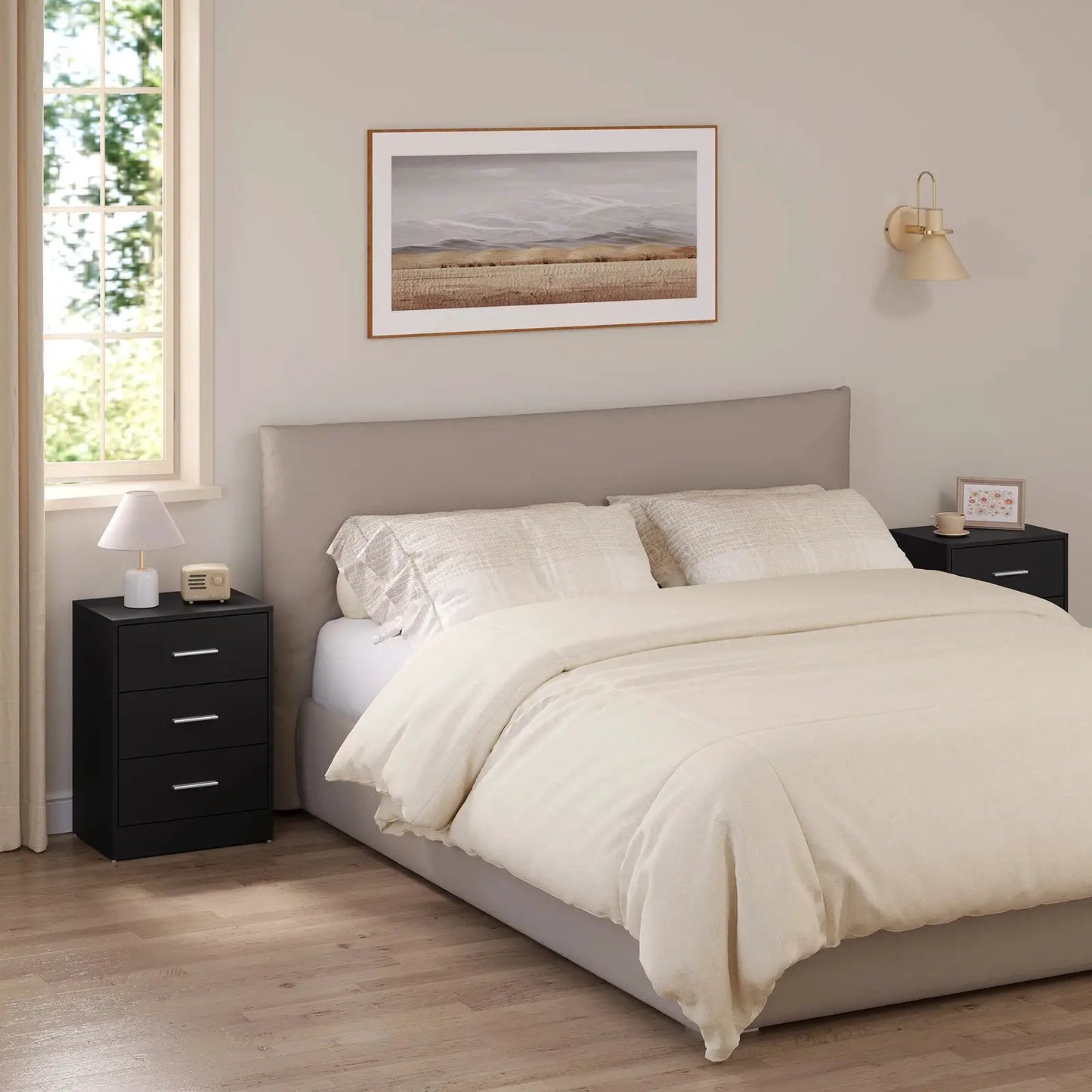 WOLTU 2 Teile/satz Nachttisch Nachttisch 39x54x28cm Beistelltisch mit 3 Schubladen Moderner Aufbewahrungsschrank für Schlafzimmer Wohnzimmer by Golden Bridge Store