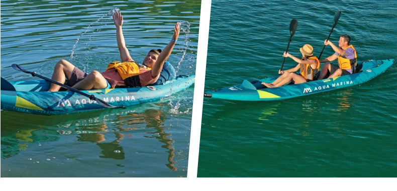 AQUA MARINA 1 2 person inflatable boat sport kayak model STEAM canoe pvc dinghy raft pump seat drop stitch floor laminated PVC