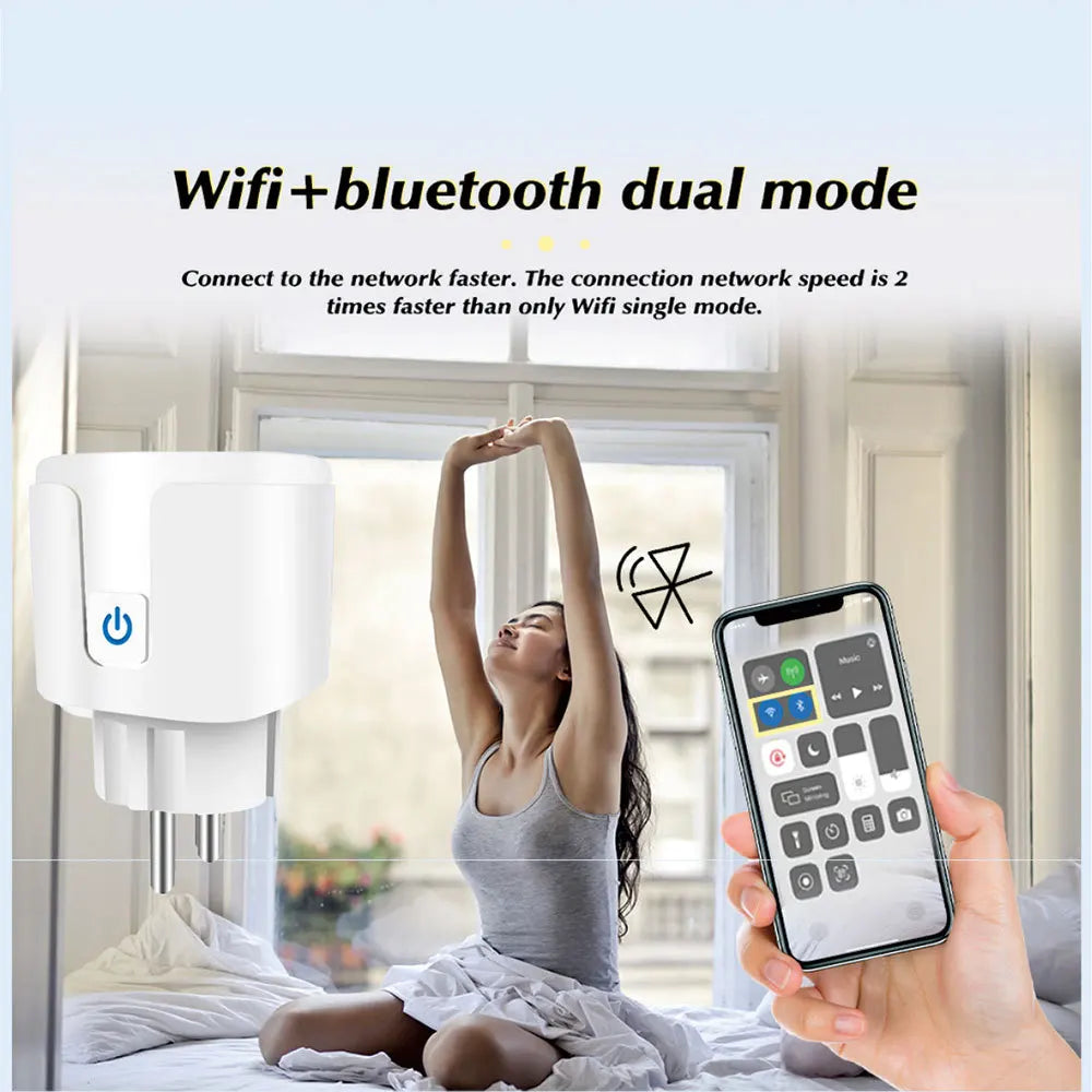 Tuya 16A/20A Smart Plug WiFi - 85–220V EU Steckdose, Kompakt Bauform