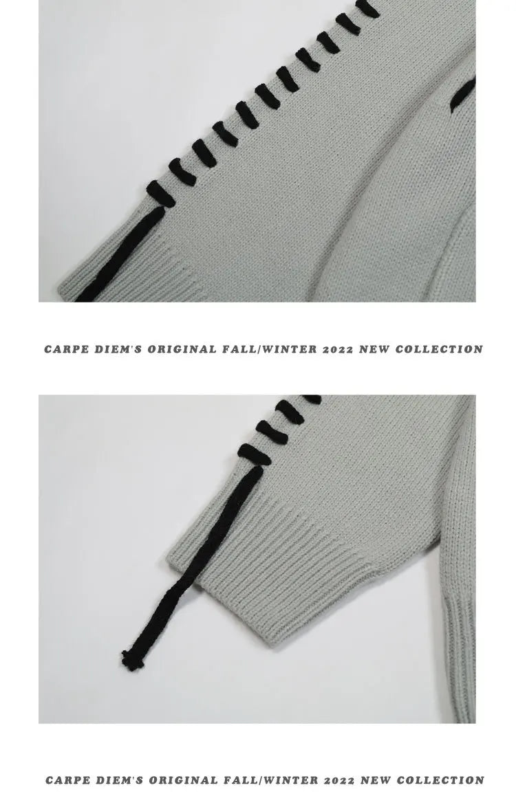 HANGJIACN Strickjacke Oversized Patchwork - Größe Oversized, Material Acryl, Patchwork Muster