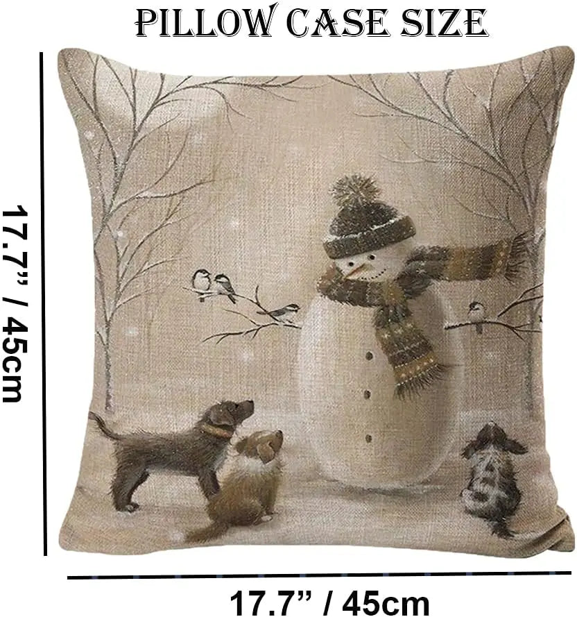 Christmas Decoration Pillow Cover 40 X40cm Animal Snowman Cushion Cover Square Pillowcase, Sofa Bedroom Decoration Gift