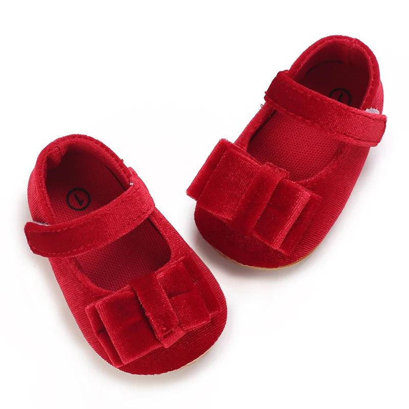 Baby-Prinzessinnen-Schuhe 2025: Velvet-Bow Flat-Shoes - First Step Collection