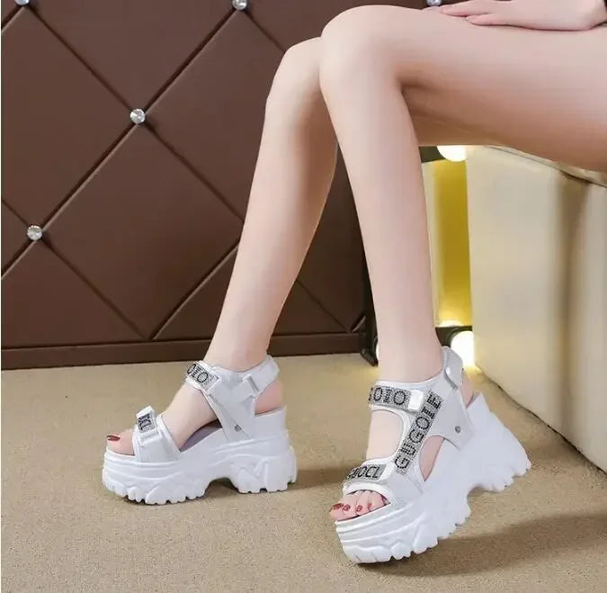 Elegant Female Shoes NEW Summer Luxury Women Sandals Thick Sole Cake Shoes With Elevated Slope Heels Roman Shoes Woman Sneakers