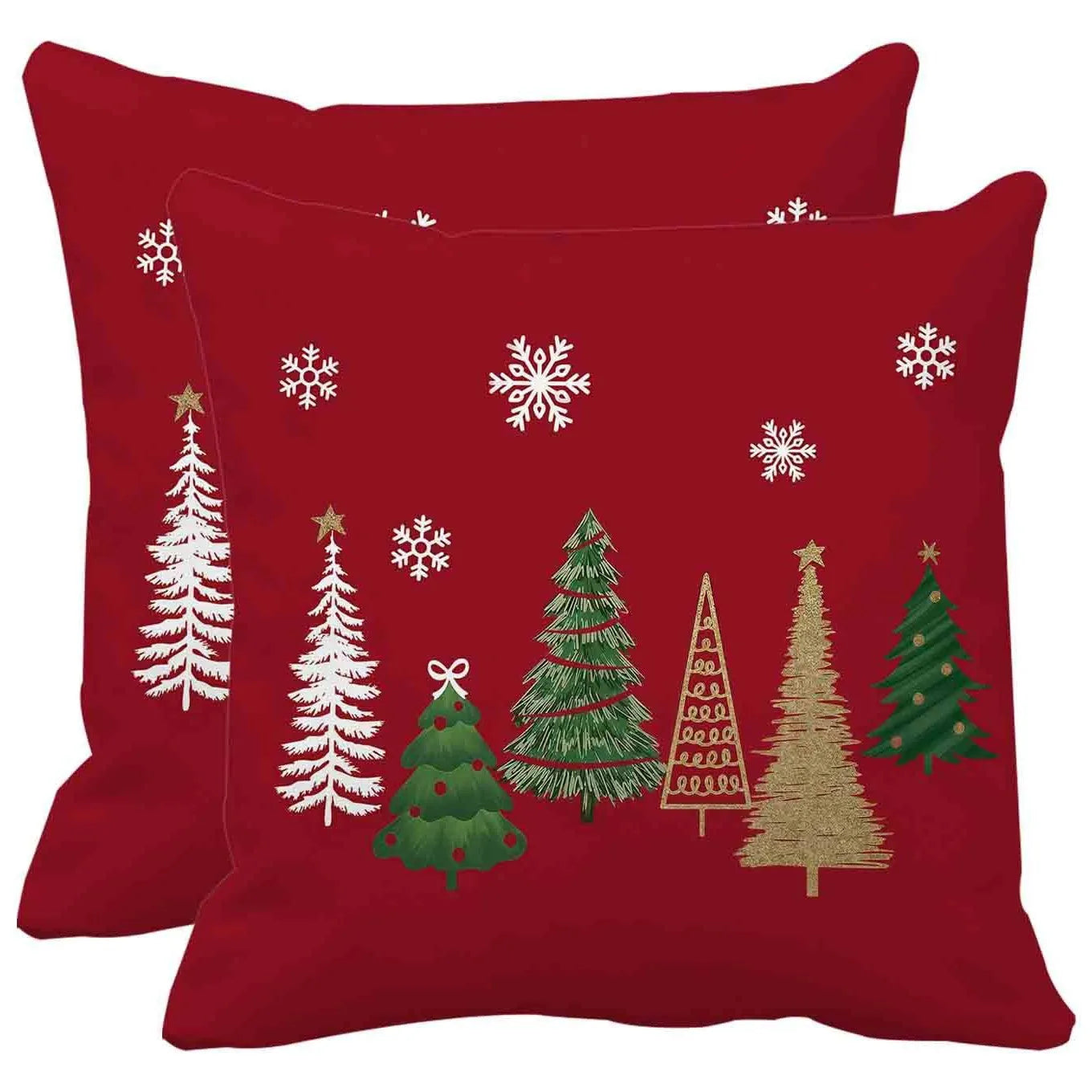 2025 New Red Checkered Christmas Cushion Cover Bedroom Living Room Decoration Pillow Cover Two-piece Set Simple and Versatile