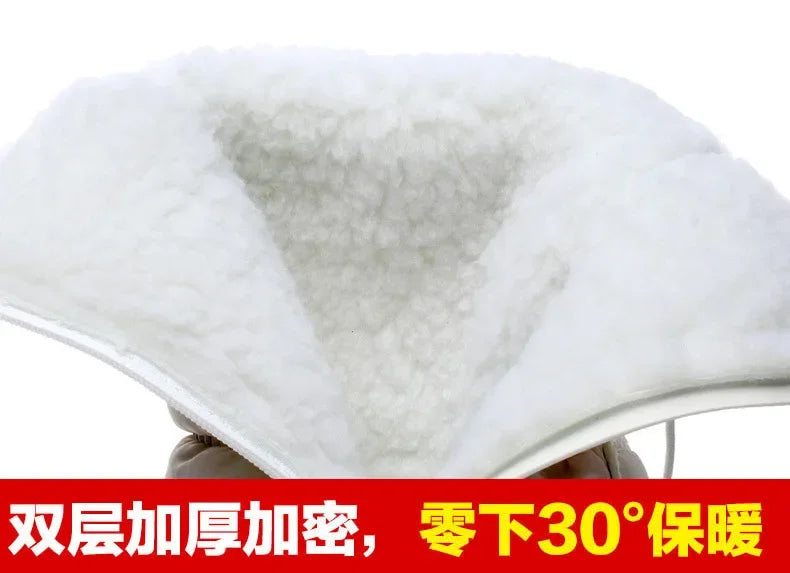 Cizme de iarnă HNZPXWCN cu căptușeală groasă de pluș - impermeabile, înălțime medie a tijei, toc plat