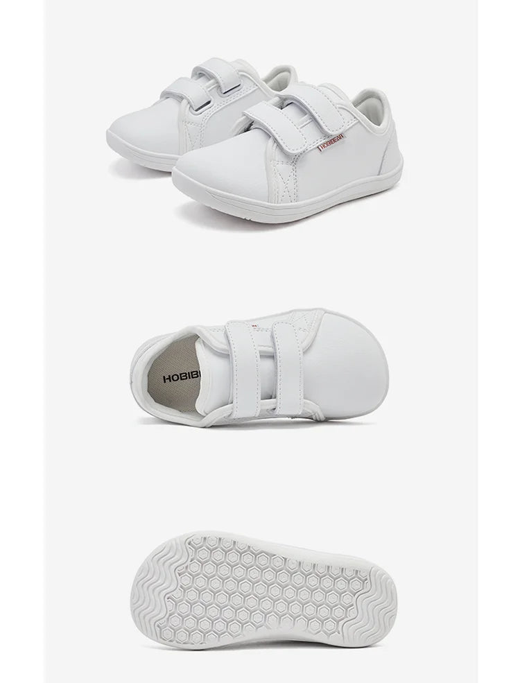 HOBIBEAR Kinder Barfuß Schuhe 2025 - Klein/Groß/Kind Weite Zehen Minimalistische Sneaker - Leichtgewicht Klettverschluss Kunstleder Schuhe
