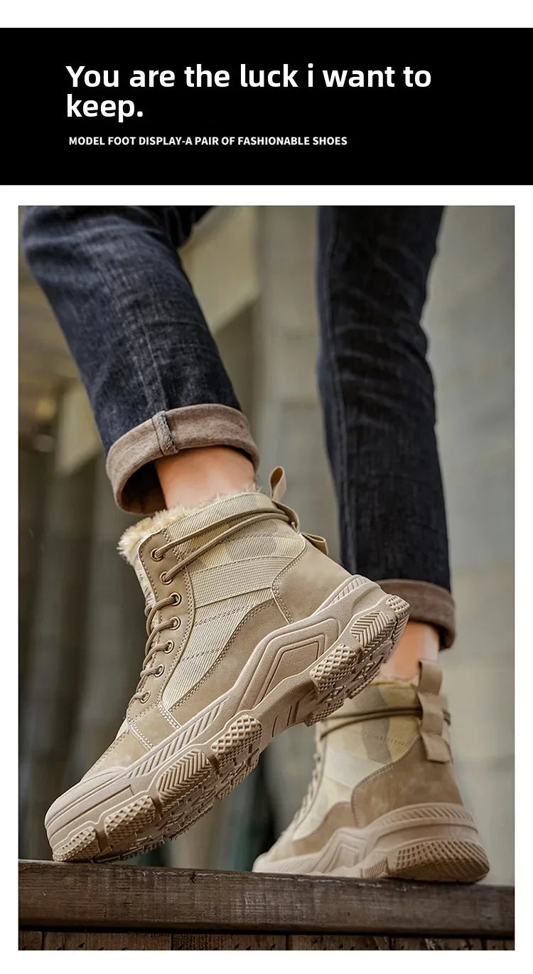 Ghete de iarnă călduroase cu căptușeală din velur Choice B2-M2299 - Mărimea EU 39-44, Toc 1-3 cm, Antiderapante