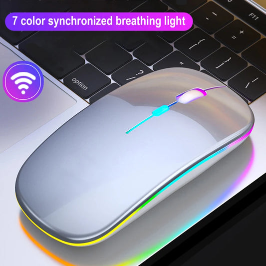 Dual-Mode-Wireless-Maus Bluetooth-kompatibel LED-Rechargeable Laptop-Maus Portable Computer-Mäuse für Laptop iPad Tablet