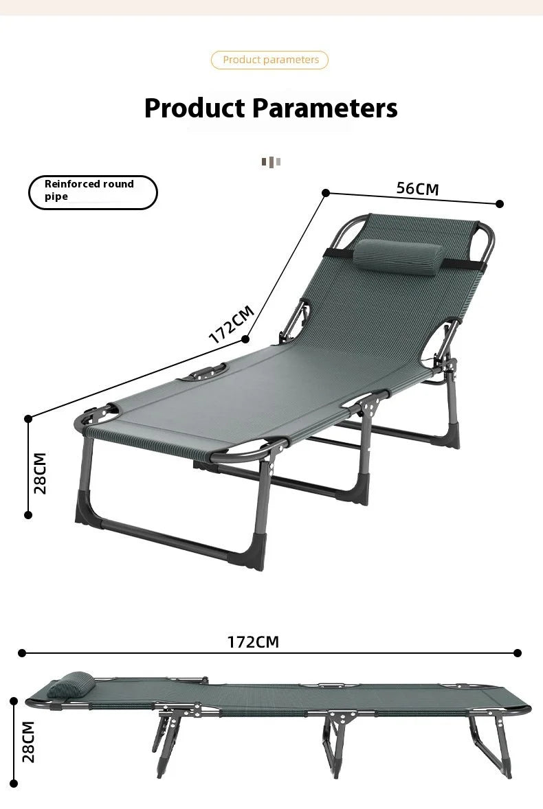 GIANXI Summer Rollaway Bed Outdoor Recliner Cool Pad Adjustable Bed Adult Lightweight Portable Camping Bed Easy Storage Crib