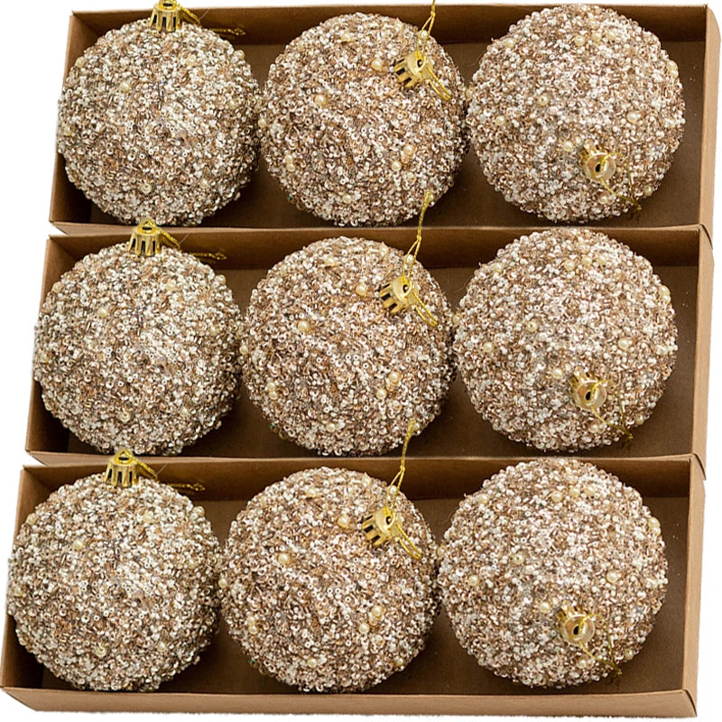 Choice Kugeln Glitter - Durchmesser 6 cm, 6er Pack, Champagne Gold