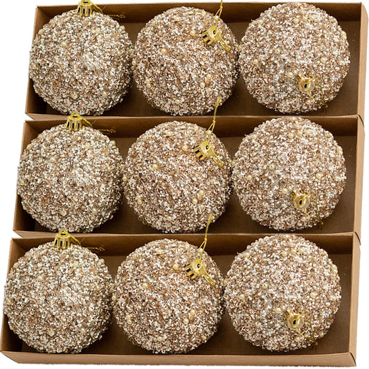 Choice Kugeln Glitter - Durchmesser 6 cm, 6er Pack, Champagne Gold