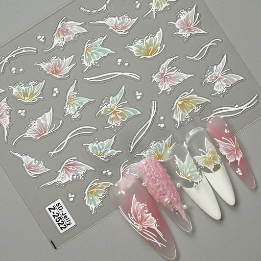 Bunte Schmetterling Nagel Sticker 2025 - DIY Beauty Dekorationen Frauen Mädchen - Nagel Kunst Zubehör Schmetterling Design