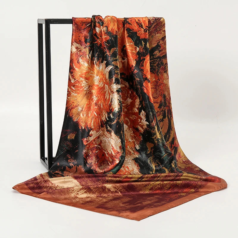 SENAIFE Satin-Schal Elegant - 90x90cm Polyester Leicht