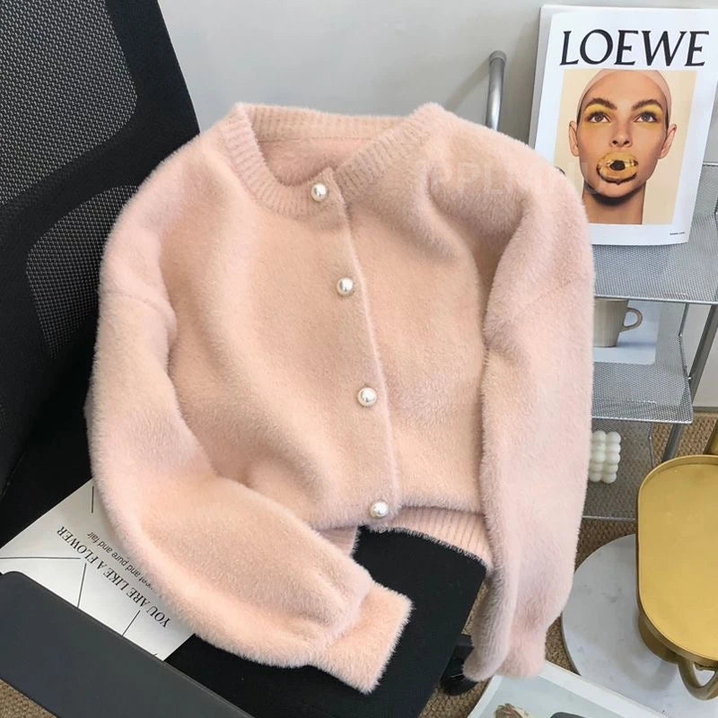 PPLMHUCN Imitationspelzstrickjacke ONeck - Größe M,Plüsch