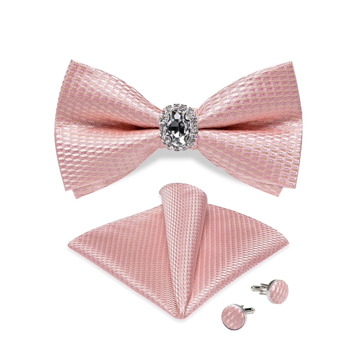 Designer Men's Silk Bowties Pocket Square Cufflink Set for Man Wedding Pre-tied Bow Ties Fashion Butterfly Knot Business Bowties