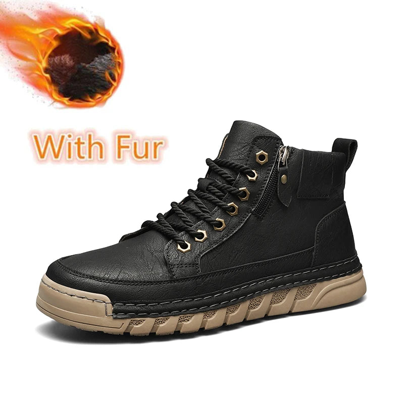 Yeinshaars Travel Casual Leder Stiefeletten Warm - Größe 42, Leichtes Gewicht, Antirutsch-Sohle