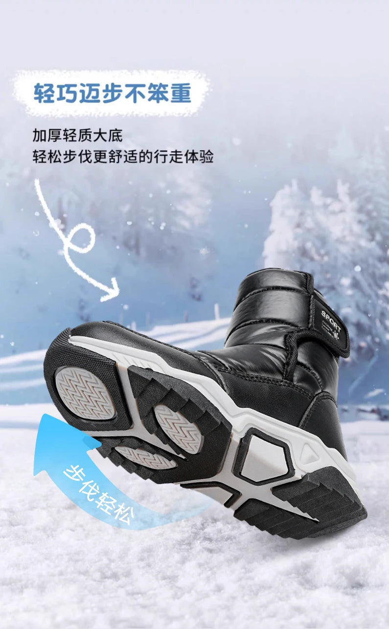 Neue Kinder Schnee Stiefel Winter High-top Warme Baumwolle Schuhe für Kinder Jungen Mädchen Warme Plüsch Futter Stiefeletten anti-skid Wasserdicht