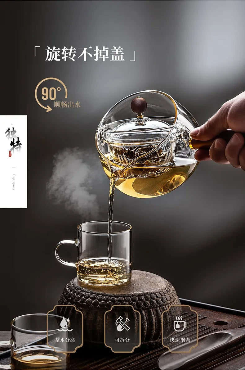 Glas-Teekanne 2025: Heat-Resistant Rotating-Leisure - Tea Set Collection
