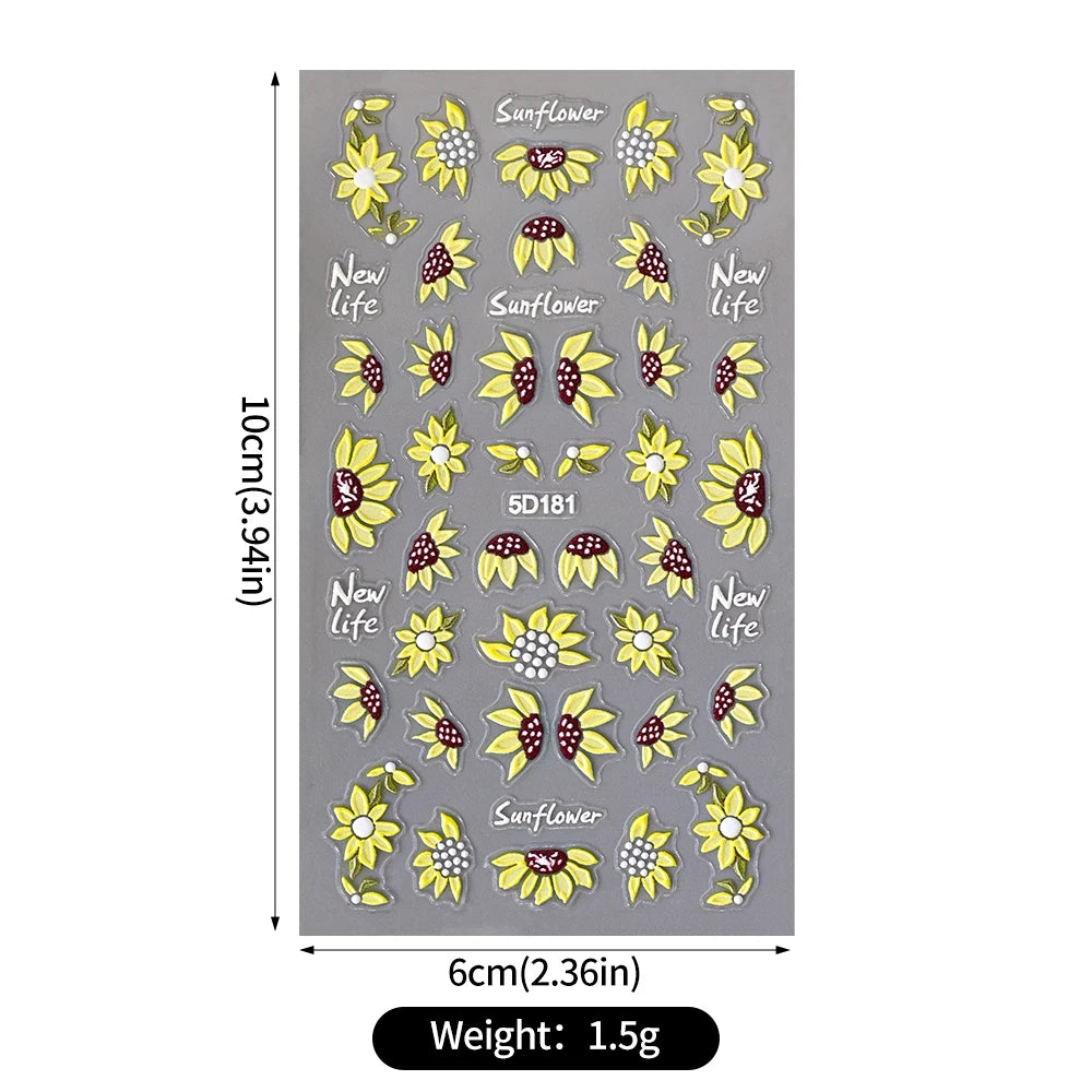 Choice 5D Sonnenblume Nailsticker - Selbstklebend 10x6cm