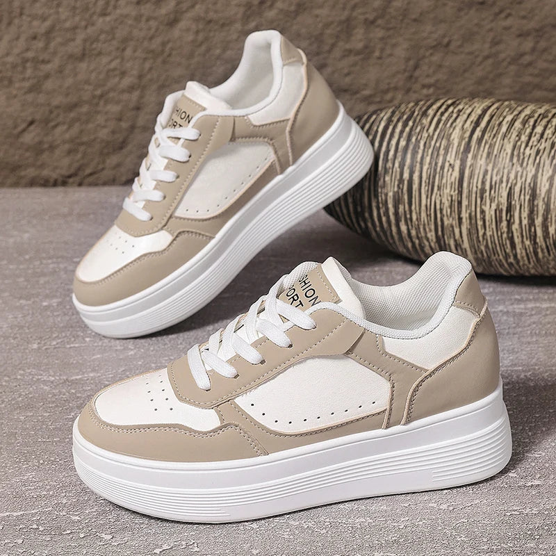 Women Sneakers for Thick Platform Casual Shoes 2025 Spring New Patchwork Sport Shoes Outdoor Comfort Anti-Slip Woman Sneaker