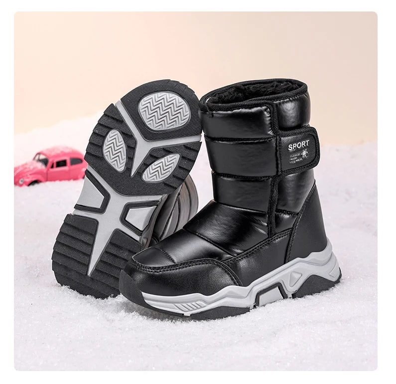 Neue Kinder Schnee Stiefel Winter High-top Warme Baumwolle Schuhe für Kinder Jungen Mädchen Warme Plüsch Futter Stiefeletten anti-skid Wasserdicht