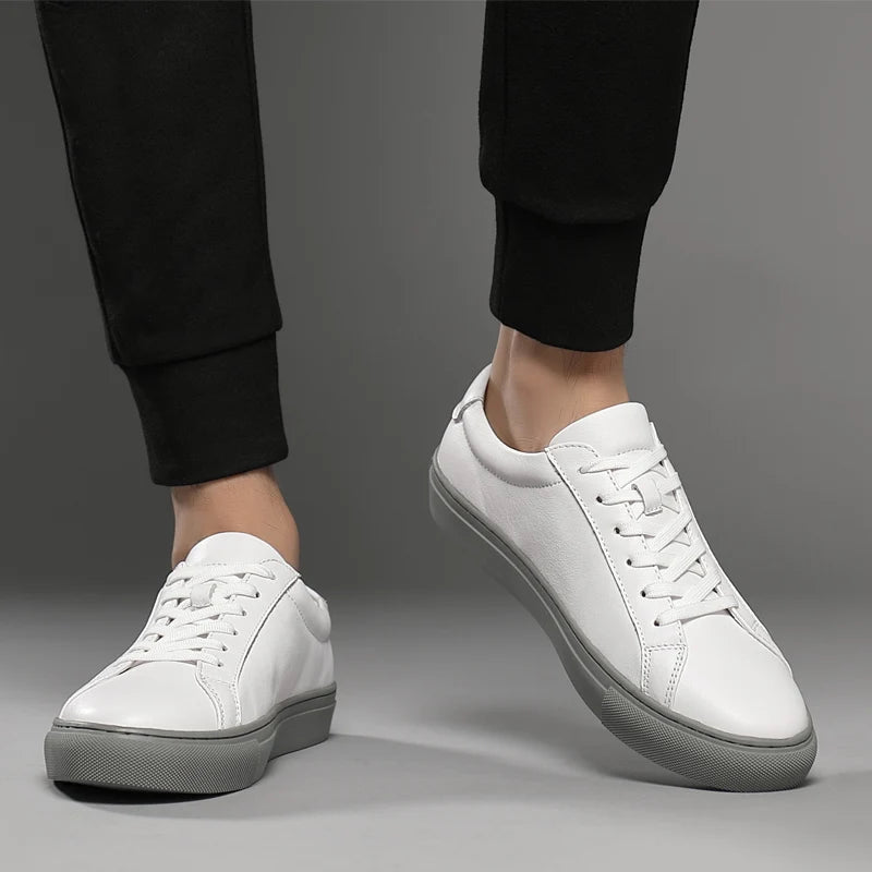Mens Sneakers Genuine Leather Casual Outdoor Shoes Non-Slip Breathable Luxury Brand Footwear Top Quality Handmade White Shoe Men