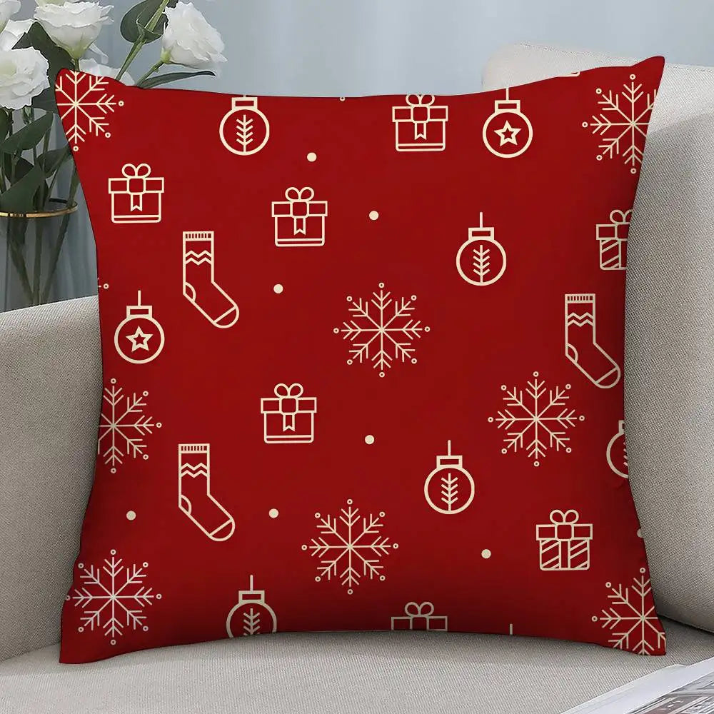 Christmas red bell Pillow Case Short plush Double-sided Print Square Throw Pillow Covers Sofa Home Cushion Decor