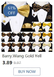 Fashion Silk Men Tie Set Gold Yellow Orange Solid Paisley Striped Plaid Floral Necktie Pocket Square Cufflinks Wedding Business