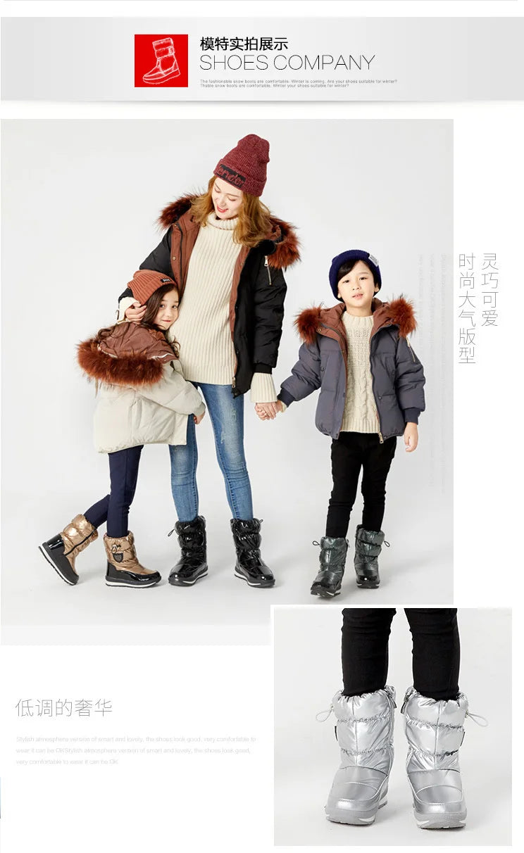 Kinder-Schneestiefel, 2025, Herbst-Winter-Wolle, warm halten, Kinderstiefel, Marke, modisch, wasserdicht, rutschfest, Baumwollschuhe für Mädchen und Jungen