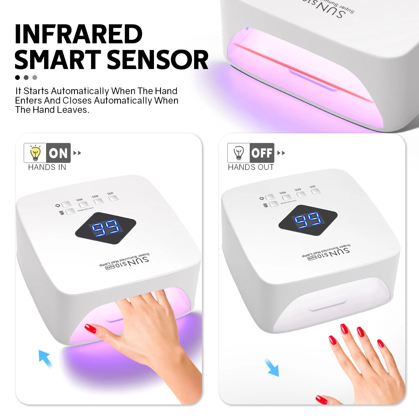 DianaBeauty 120W UV LED Nageltrockner - 30 LED 3 Timer Akku