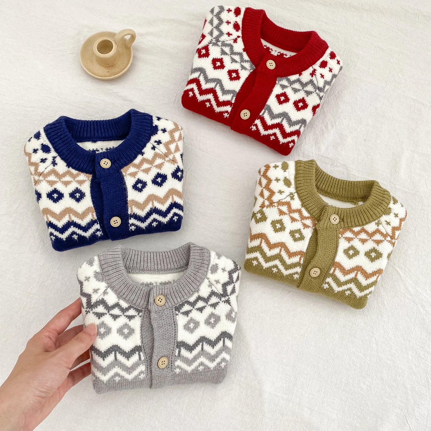 YSUBESTCN Kinder Strickjacke - Warmes Strickoberteil Für Kleinkinder, Größe 0-2 Jahre, Material Wolle, Verschluss Knopf