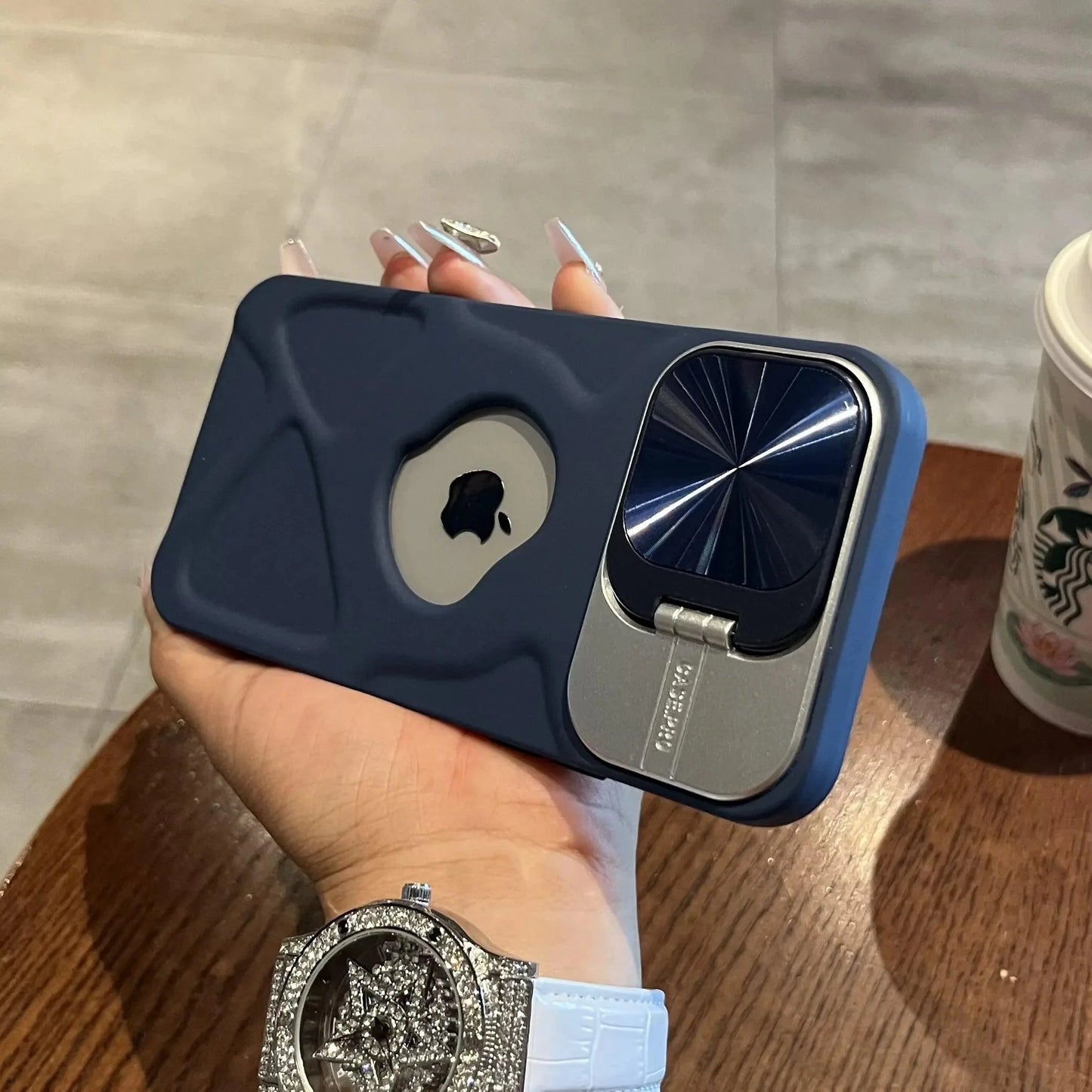 Fashion logo hole magnetic case for iphone lens protection covers