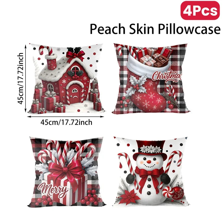 4pcs Christmas Cushion Cover Pillowcase Merry Christmas Decoration Linen Pillow Cases Home 2025 Xmas Gifts Pillow Covers 2026