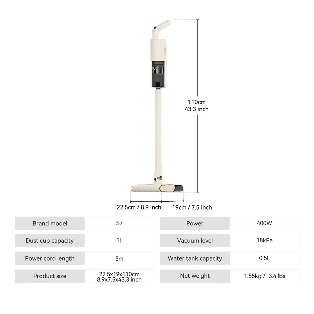 MIUI Vacuum Cleaner For Home Handheld Vacuum Cleaner 18kPa Strong Suction 5M Wire Vacuum Cleaner Mopping Machine 1L Dust Cup