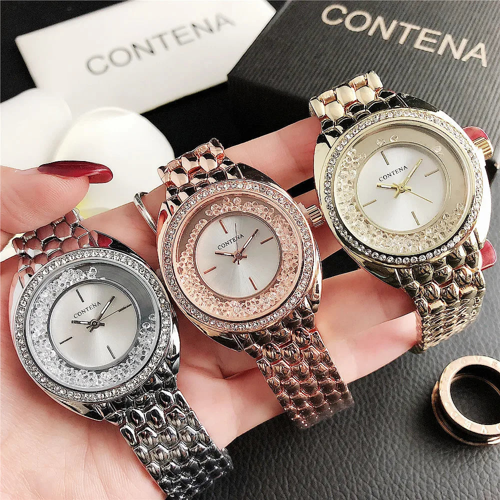 Luxury Rhinestone Rose Gold Women Watches Top Brand Stainless Steel Ladies Quartz Wristwatches Fashion Watches Women Reloj Mujer