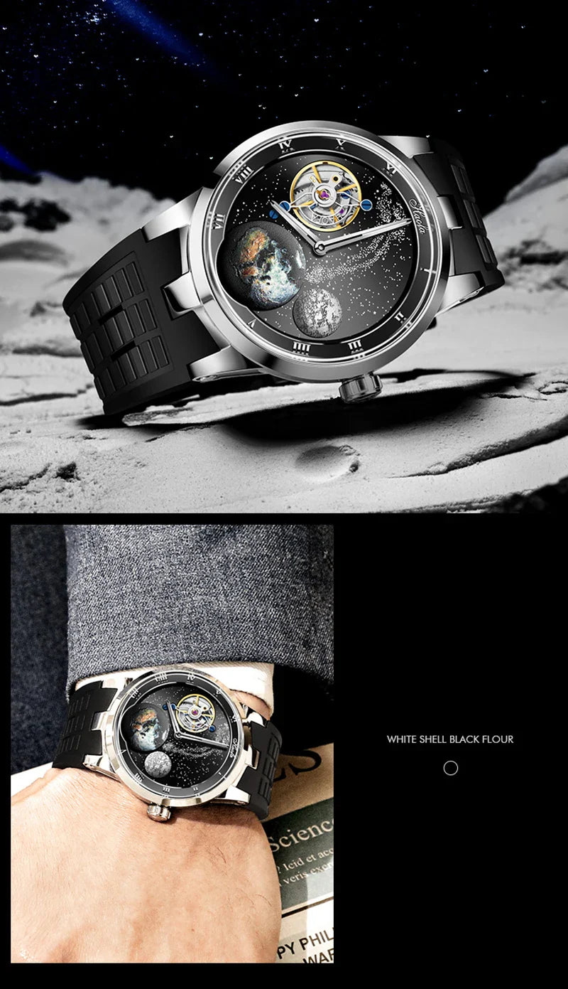 Haofa luxury men watch carrousel sapphire starry dial mechanical wristwatch