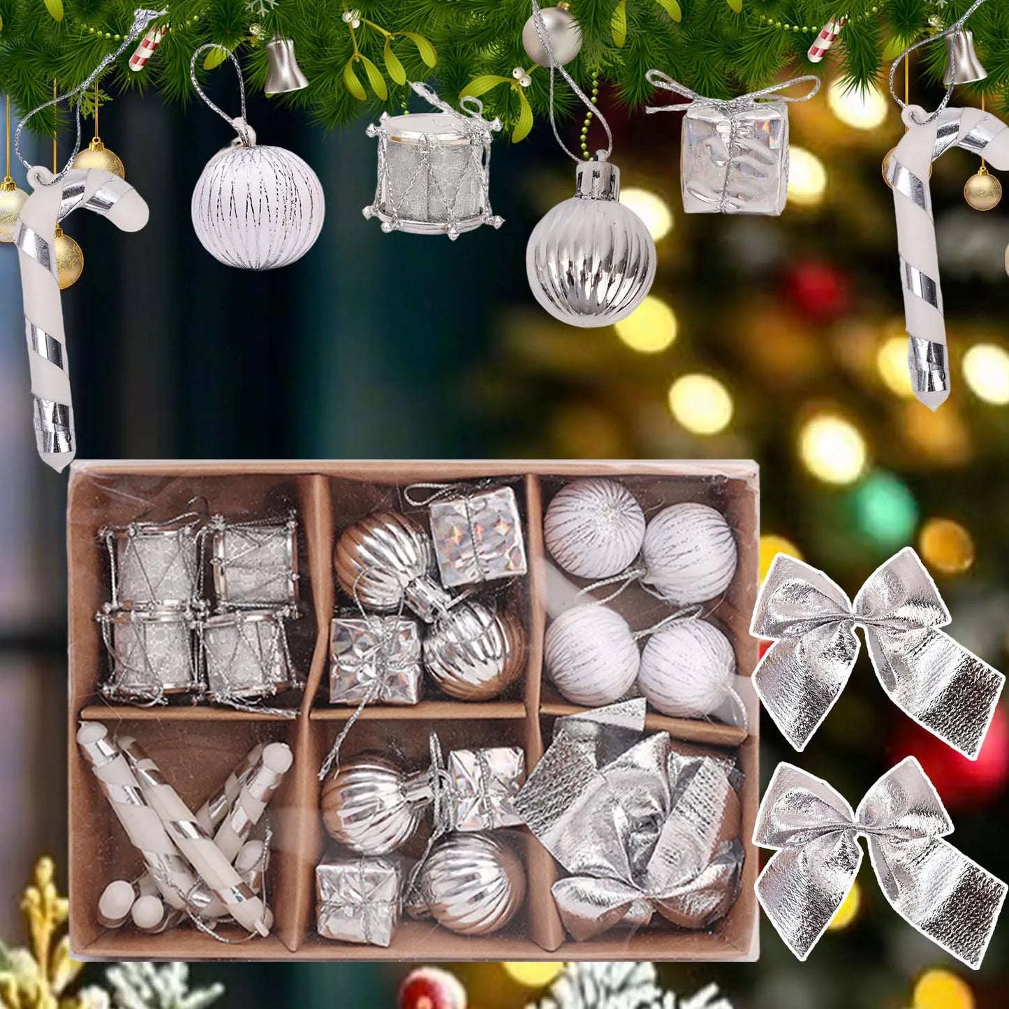 Choice Kugelset Rot-Gold Glitzer - 24 Stück, Ø2 cm