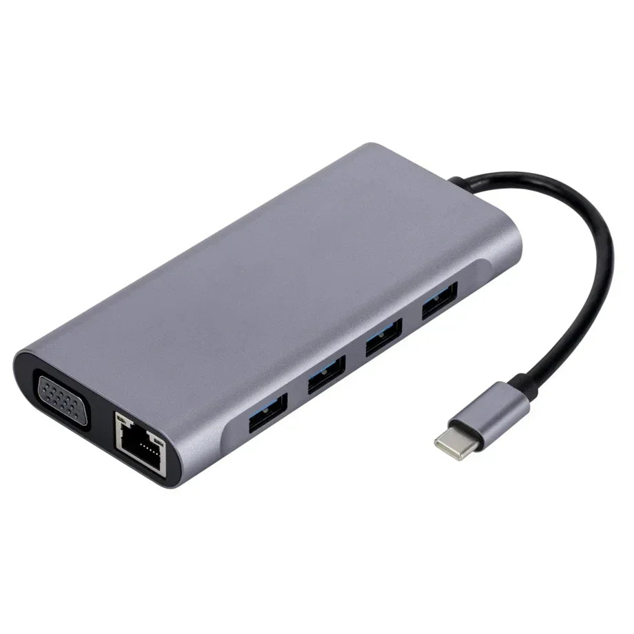 11-in-1 USB-C Hub 4K HDMI - 11 Ports, PD87W, kompakt