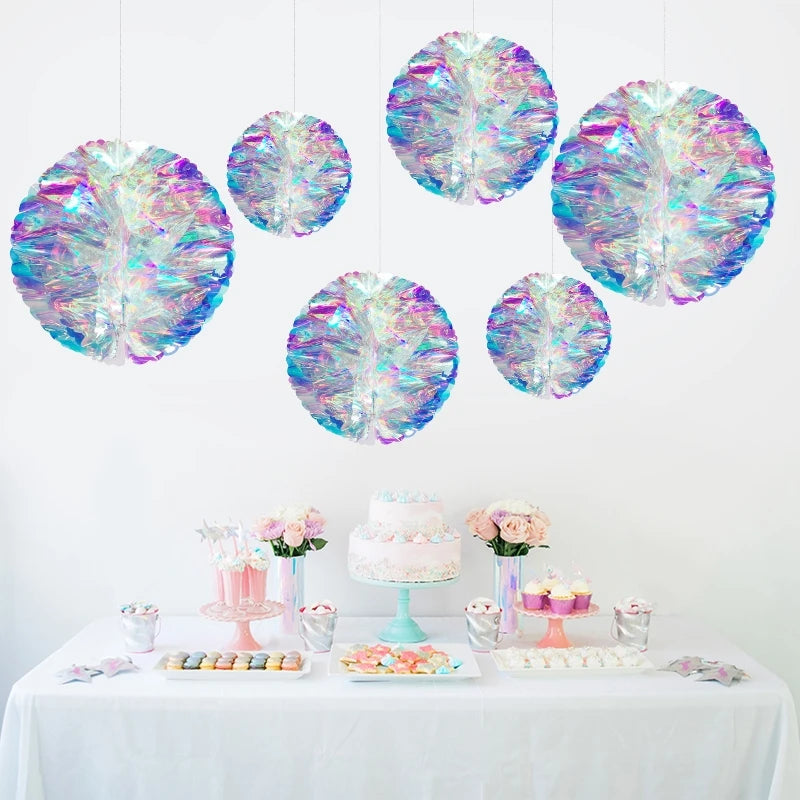 CN Irideszierende Wabenball Deko - Kunststoff 6er Set Größe variabel