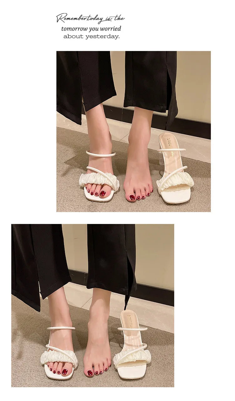 Elegant Women Crystal Shoes Summer Pumps Sandals Jelly Slippers Open Toe High Heels Women Slippers Shoes Heel Clear Sandals