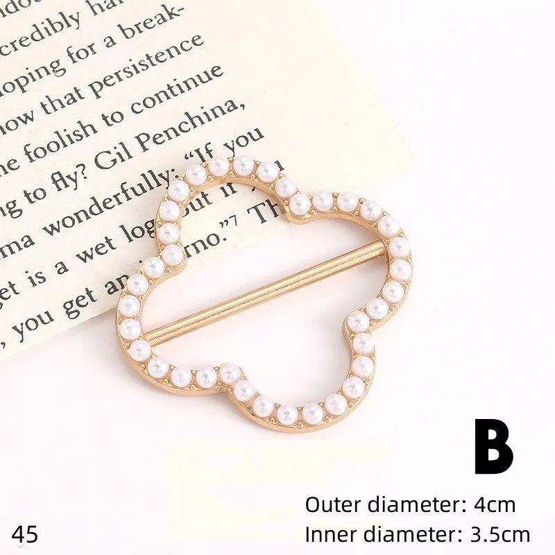 Metal Ring Waist Button Scarf Button Fashion Corner Hem Waist Knotted Brooches Women T-shirt Fixed Buckle Girl Decor Accessories