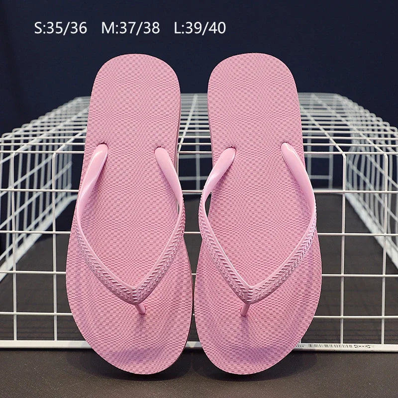 Women Summer Slippers Solid Beach Flip Flops Anti-slip Slipper Casual Shoes Home Shoes Women Simple Comfortable Beach Shoe