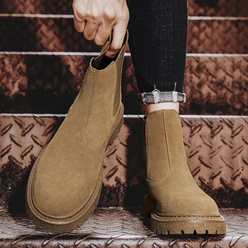 YeinshaarsCN HighTop Leder Stiefeletten Vielseitige - Knöchelhoch, Leder, Reißverschluss