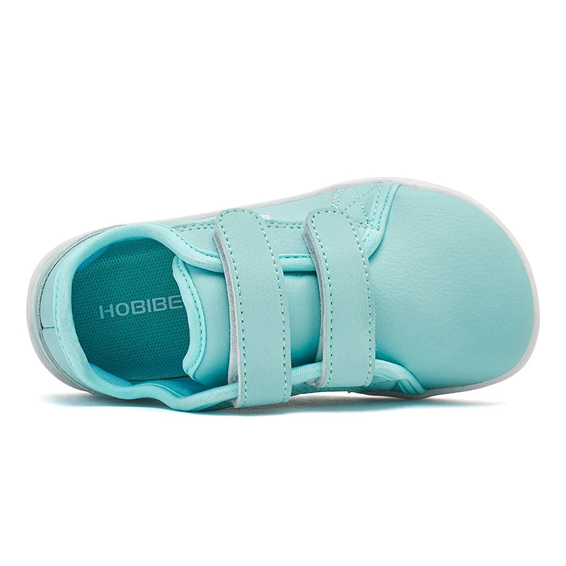 HOBIBEAR Kinder Barfuß Schuhe 2025 - Klein/Groß/Kind Weite Zehen Minimalistische Sneaker - Leichtgewicht Klettverschluss Kunstleder Schuhe