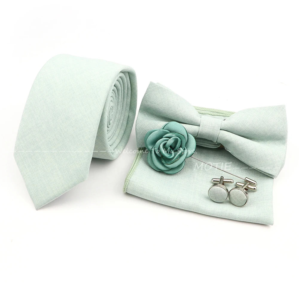Neues Design 27-farbiger Männer-Accessories-Set: Klassische Baumwoll-Taschentuch, Manschettenknöpfe, Fliege für Hochzeit, Party, Geschenke