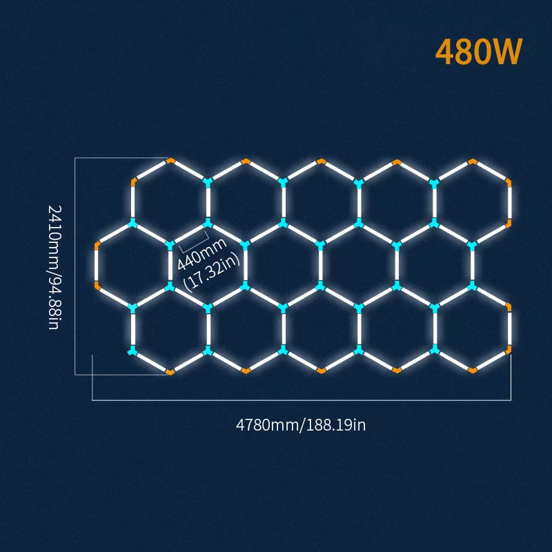 Hexagonal ceiling light BarberShop Car Garage LED Light 6500k LED tube for Gym Bar Hair Salon Library Workshop Auto Body Repair