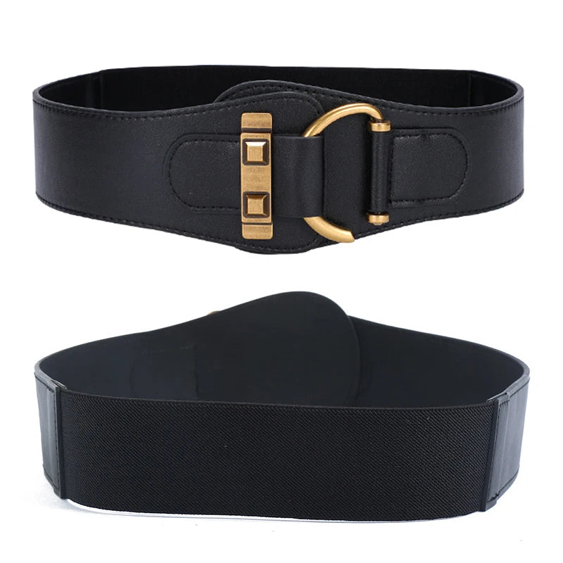 Designer Gürtel für Damen - Hochwertige Luxus Damen Taille Stretch Kummerbund - Schwarzer Elastischer Korsett Gürtel Großes Kleid Taillenband
